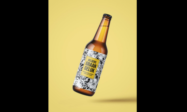 Graangeluk flesje bier zwevend